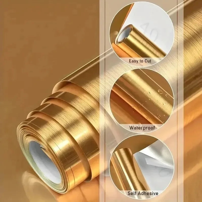 GOLD METALLIC CONTACT FILM - Self-Adhesive - Brushed Wall Decor