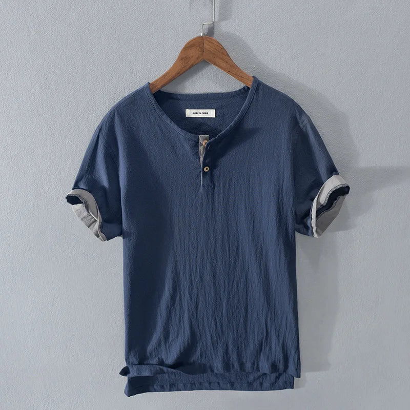 COTTON LINEN TEE TS-832 - Wrinkle Texture, Short Sleeve - Lived-In Look