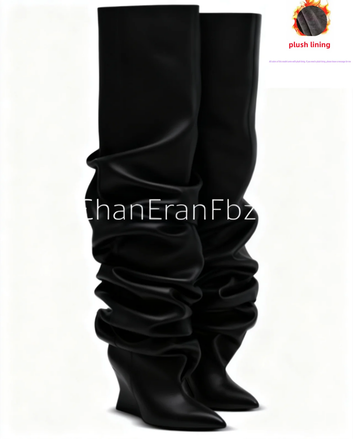 Pleated Slip-On Ankle Boots – Super High Wedge