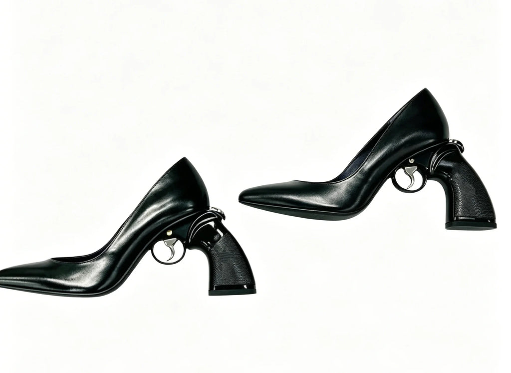 DOODLE RUSH - Graffiti Print Pointed Toe Pumps - Punk High Heels