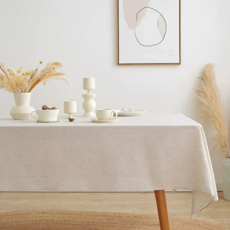 COTTON LINEN TABLECLOTH - Custom Sizes, Tassel Edge - Farmhouse Dining
