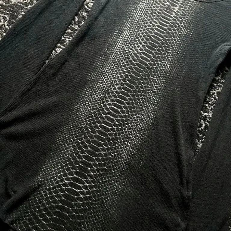 Subculture Trashy Y2k Snakeskin Print T-shirt Grunge Aesthetics Long Sleeve Knitted Tops Vintage 2000s Streetwear American Retro