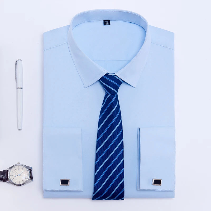 FRENCH CUFF - Men's Dress Shirt - Long Sleeve, Elegant England Style