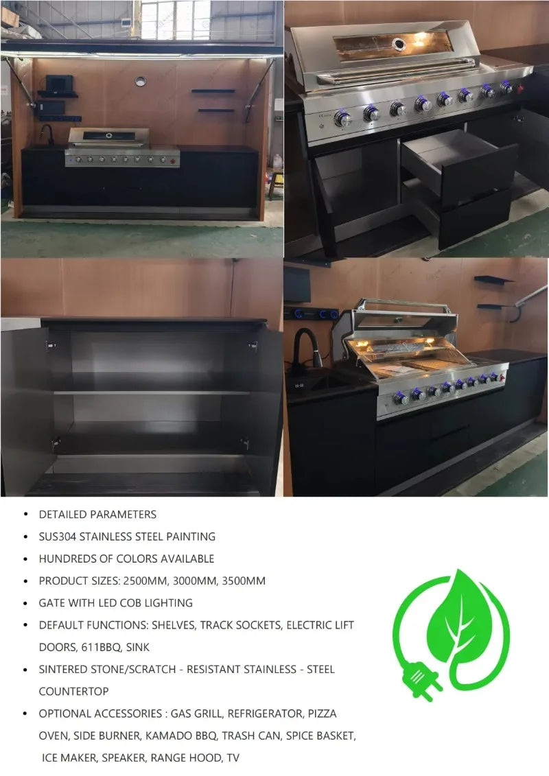 OUTDOOR BBQ KITCHEN POD - 304 Stainless Steel, Gas Grill - Custom Camping