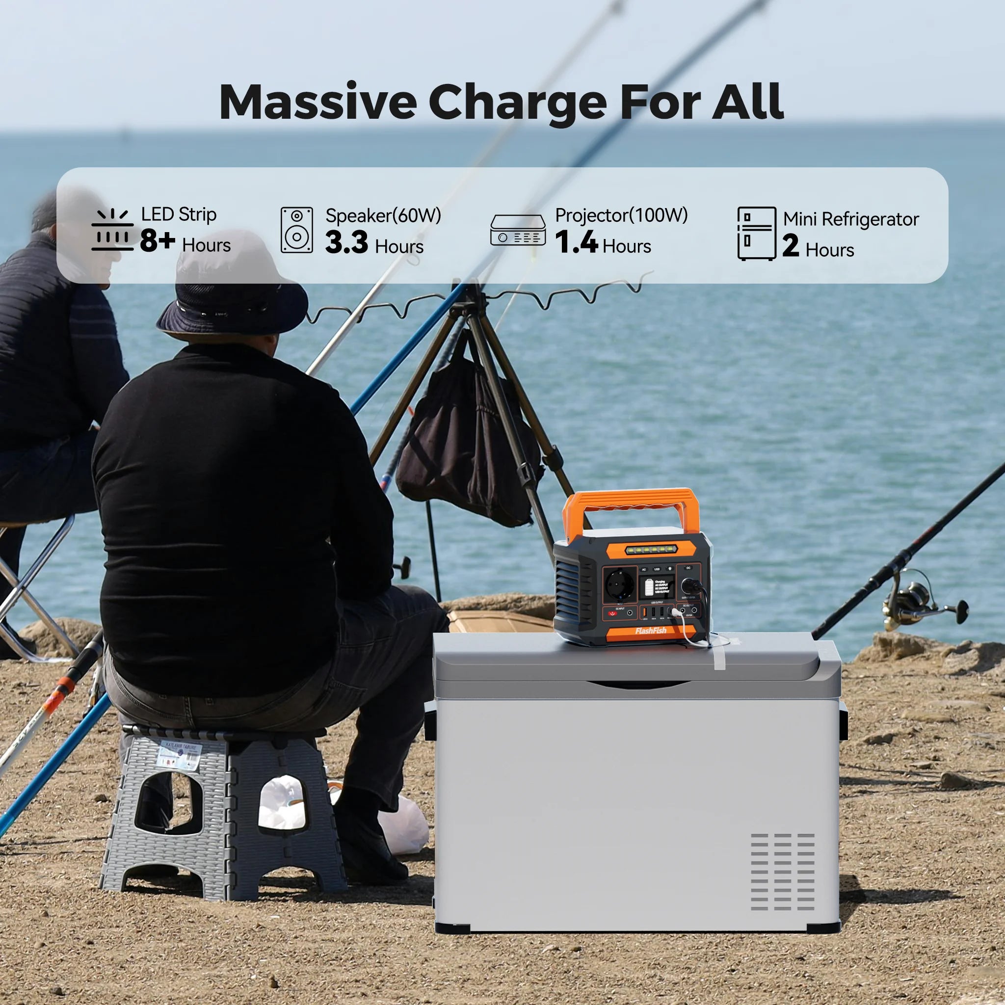 FLASHFISH P66A POWER STATION - 200W, 144Wh + 100W Solar - Portable Backup