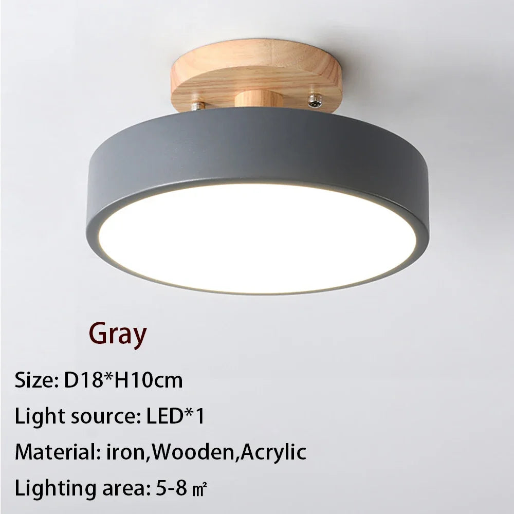 Macaron Wood Ceiling Light – 6 Colors, 1–7 Heads