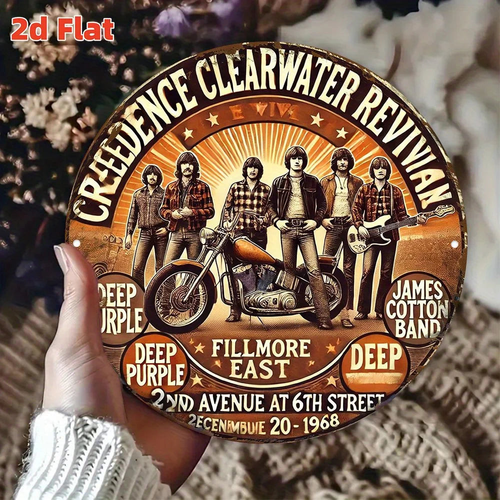 Creedence Clearwater Revival Metal Sign - Round Vintage - Bar Wall