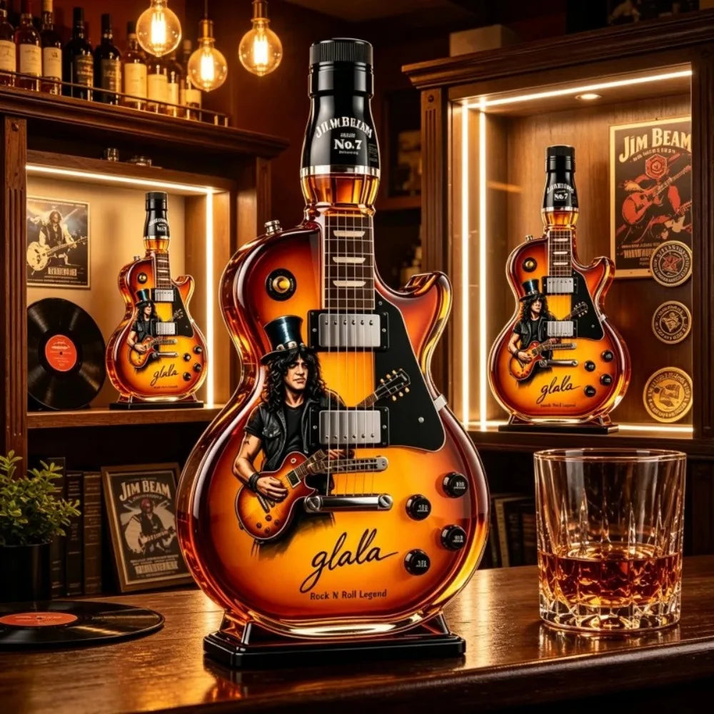 Guitar Shaped Whiskey Decanter – Rock Legend Liquor Bottle Collectible Barware