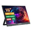 Anmite 16-Inch Portable Touch Monitor Non-touch optional 1200P HDR 16:10 For XBox PS4 / 5 Switch Cell Phone PC Laptop Extension