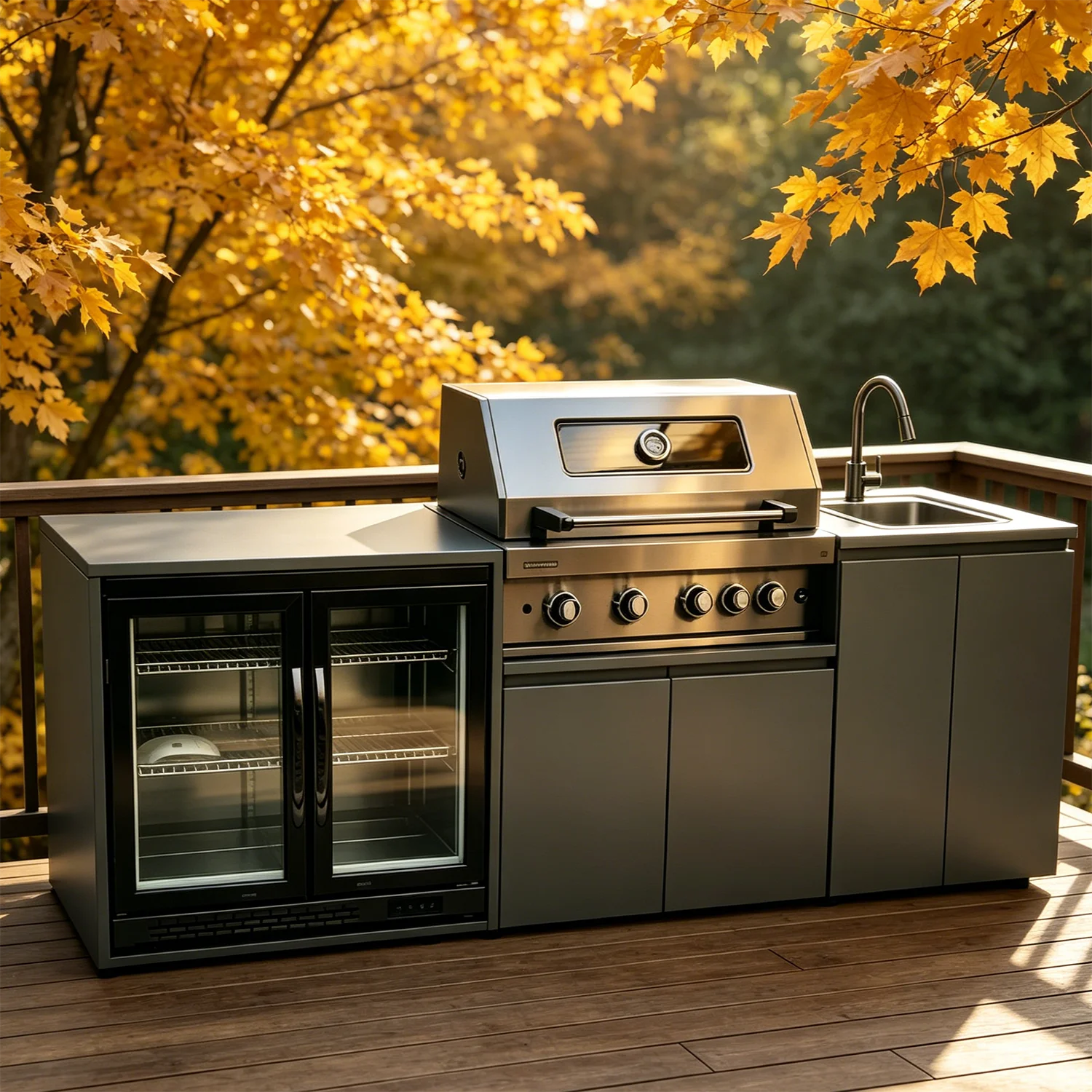 MODULAR OUTDOOR KITCHEN - Grill, Cooktop & Sink - Compact Setup