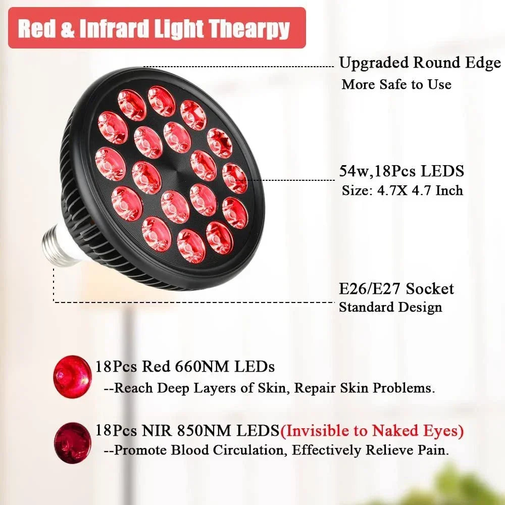 Red Light Therapy Lamp 54W – 660nm & 850nm