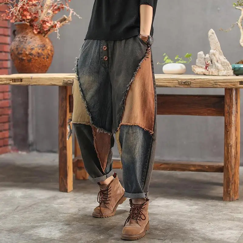 Harajuku Patchwork Wide Leg Harem Jeans