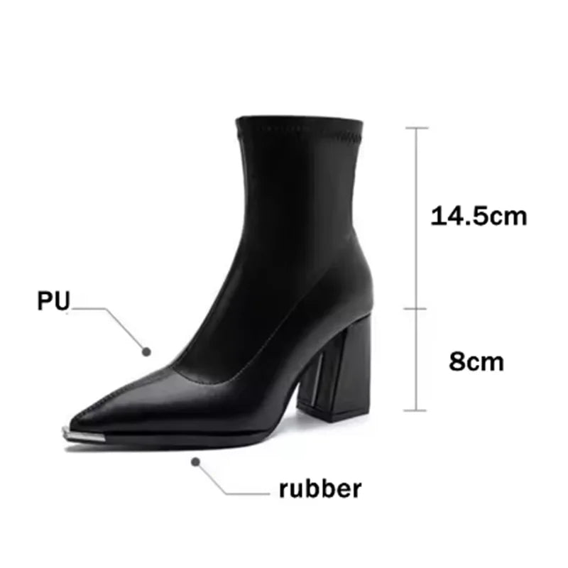 Pointed Toe Chelsea Ankle Boots – Metal Decor