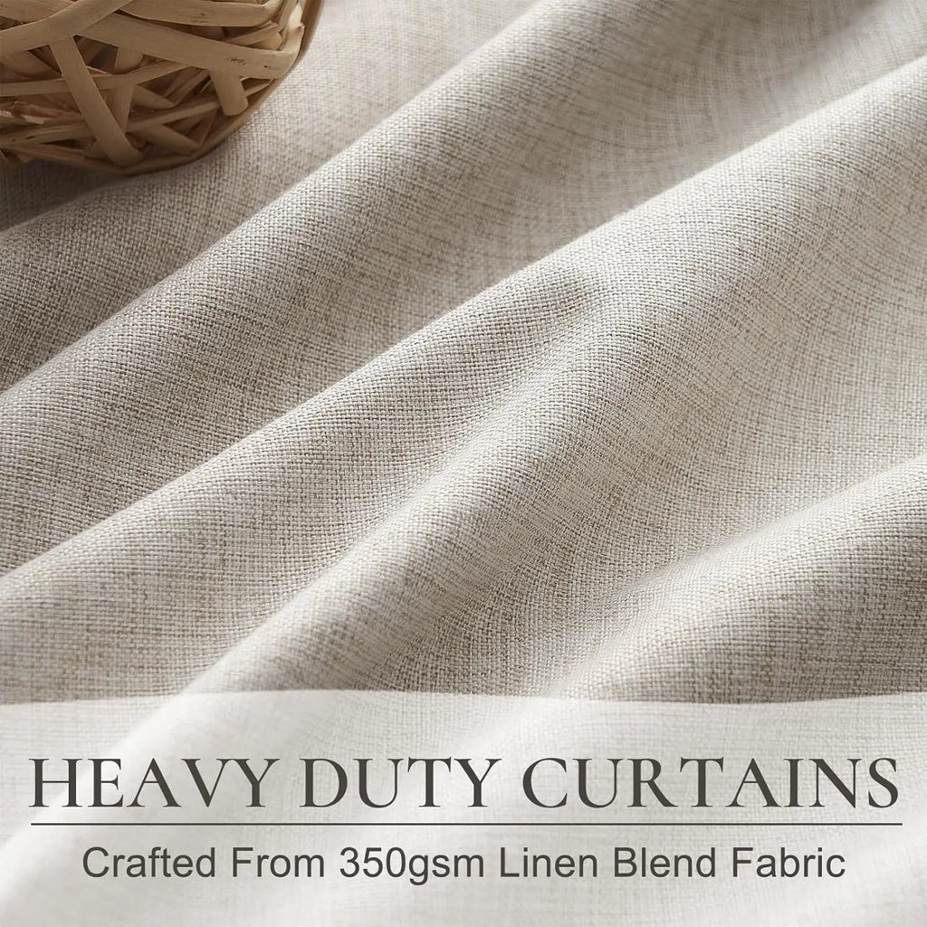LINEN BLACKOUT CURTAINS - Full Light Block, Tab Top - Dark Quiet Rooms