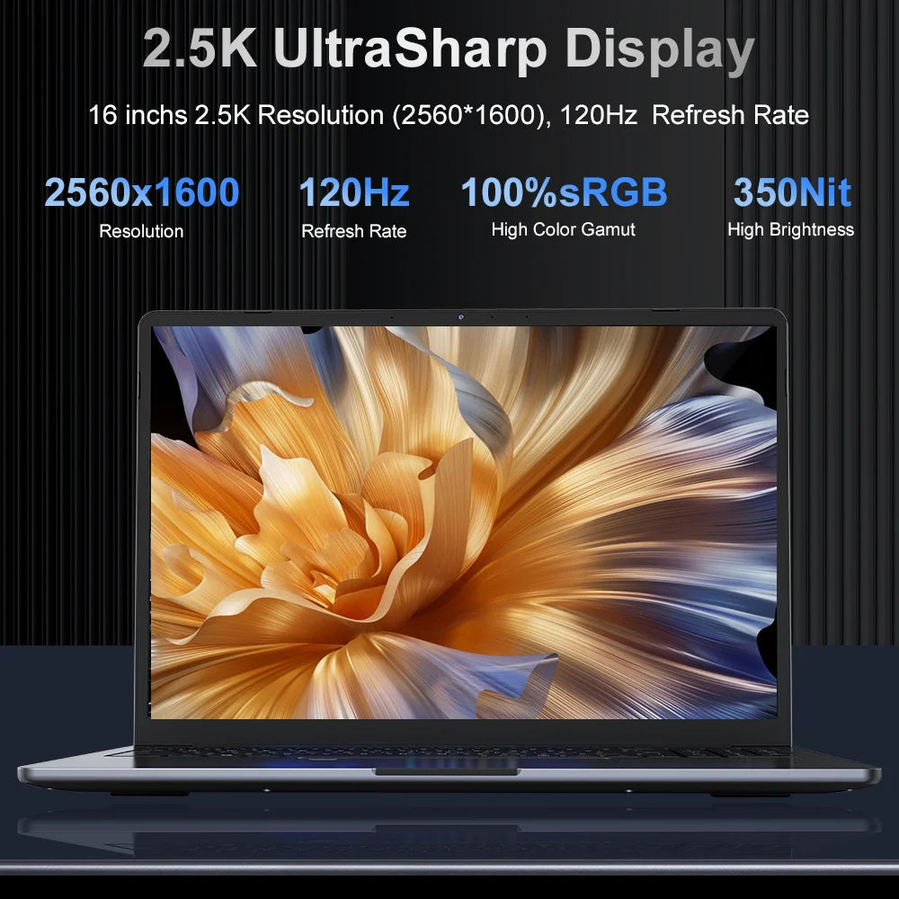 Ninkear N16 Pro 16" - 2.5K 120Hz Ultra HD Laptop for Work & Creation