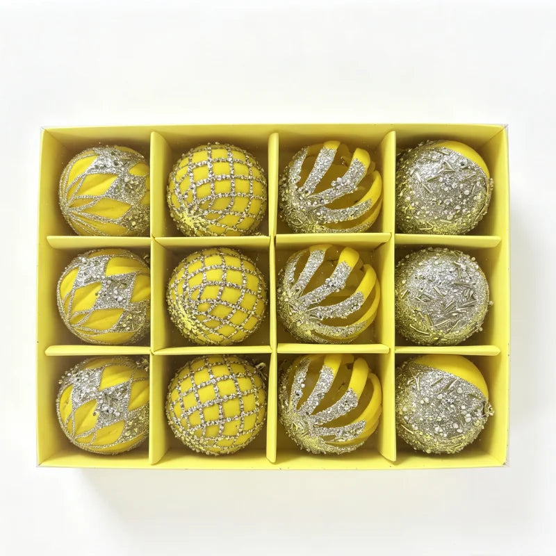 Jeweled Christmas Baubles - 12 Pieces - Festive Sparkle