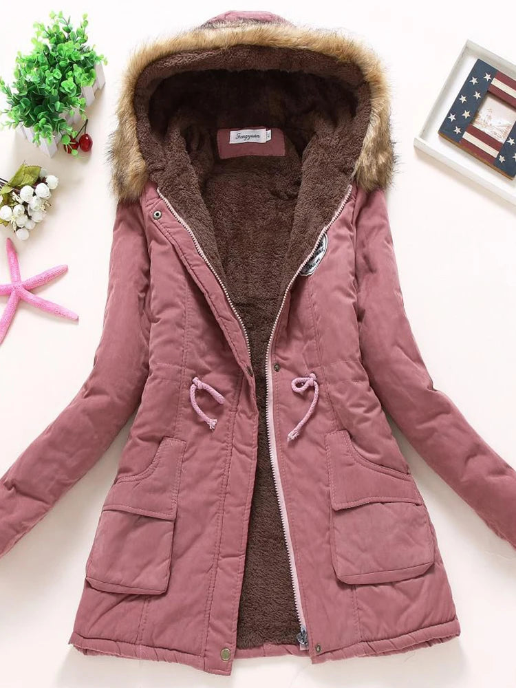 Slim Hooded Padded Coat - Applique & Sash Detail
