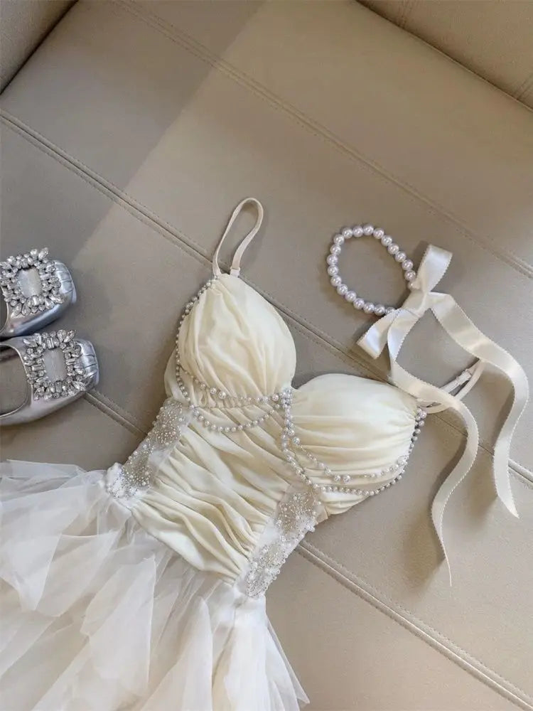 Summer French Vintage Elegant Dresses Women Princess Sexy Irregular Design Evening Party Dresses Female Chic Korea Style Clothes