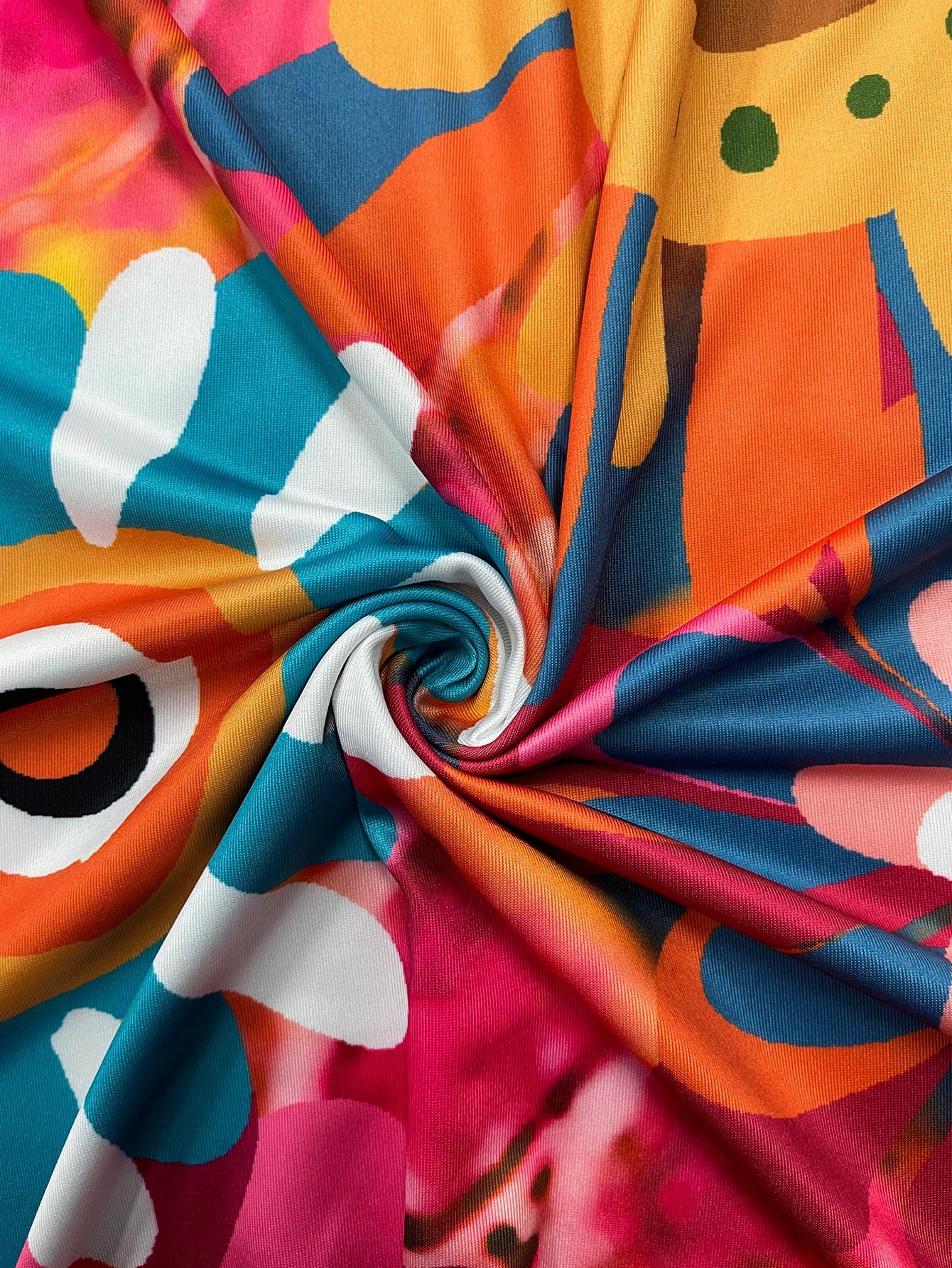 Plus Size Colorful Art Floral Print Maxi Dress, Summer Casual Round Neck Short Sleeve Loose Sundress With Side Pockets