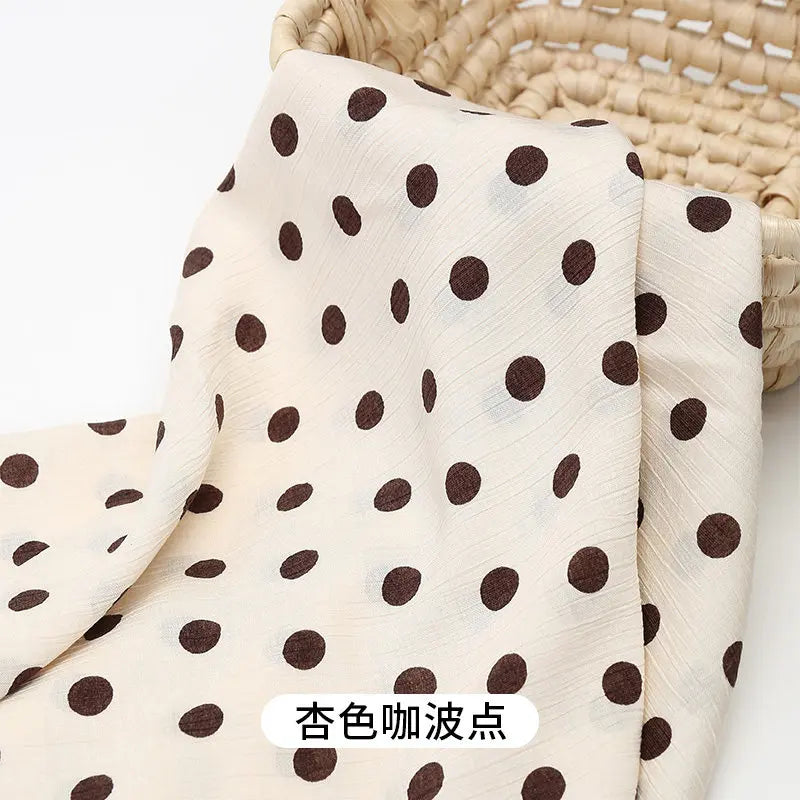 0.5m/1m/2m Imitation Cotton Polka Dot Printing Fabric for Summer Dresses Home Wear Pajamas Hair Accessories DIY Sewing Fabrics