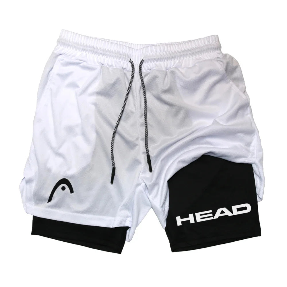 Anime Berserk Head Running Shorts Men Fitness Gym Training 2-in-1 Sports Quick Dry Workout Jogging Double Deck Summer