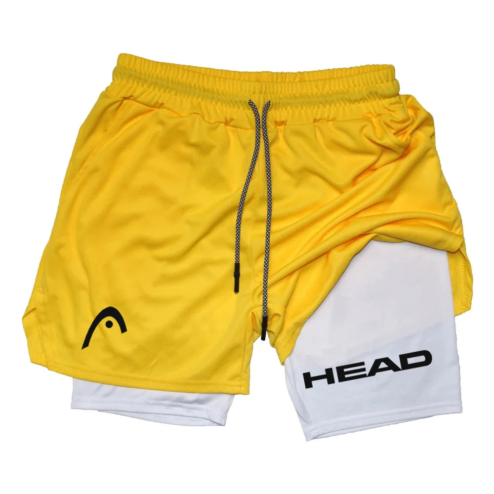 Anime Berserk Head Running Shorts Men Fitness Gym Training 2-in-1 Sports Quick Dry Workout Jogging Double Deck Summer