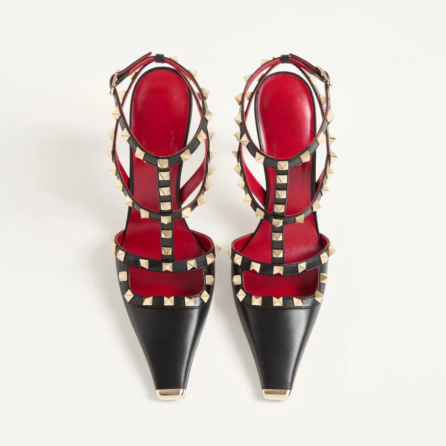 Studded High Heel Sandals – T-Strap Pointed Toe Stiletto Party Heels