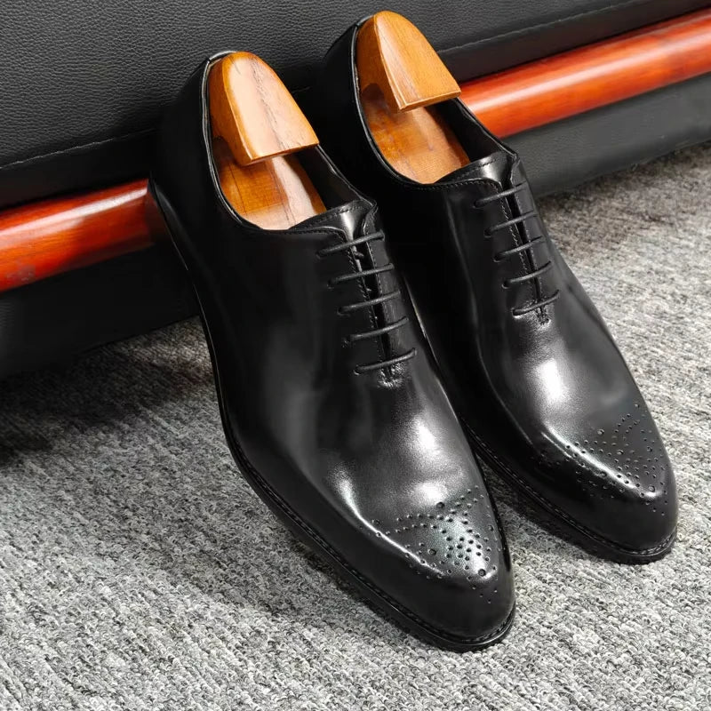 OXFORD NOIR - Men's Luxury Cow Leather Dress Shoes - Handmade Loafers