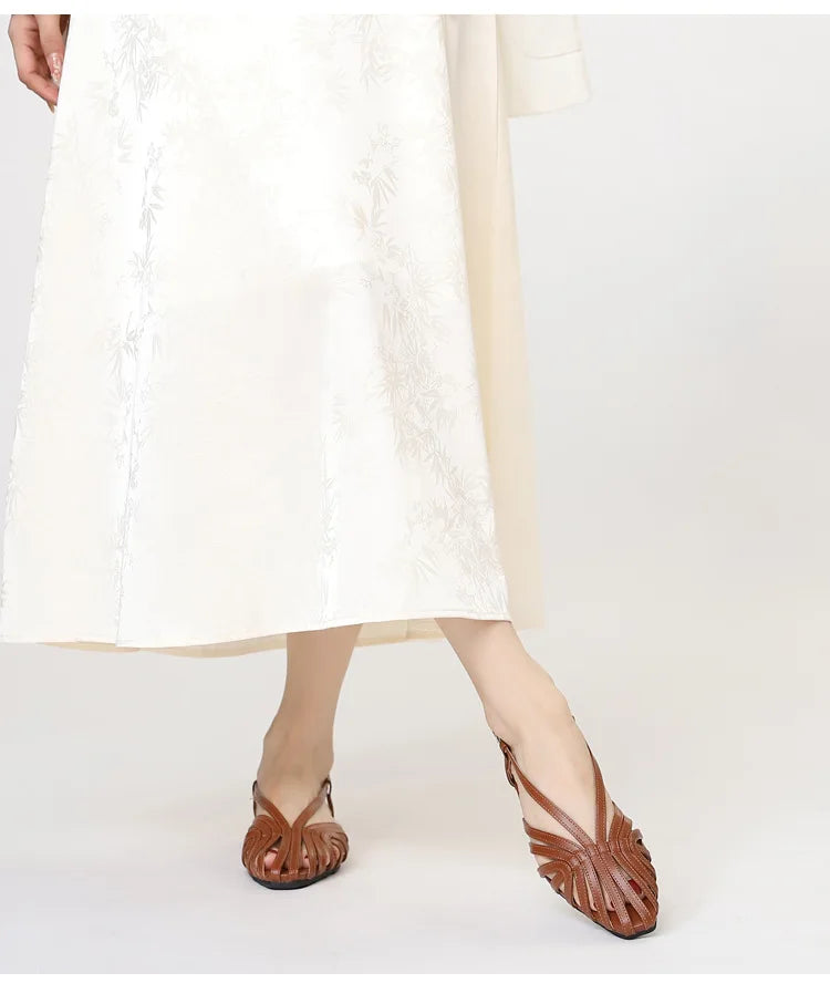 ZAROY Narrow Band Women Flat Sandals Large Size Designer Brand Banquet Wedding Shoes Summer Hollow Beach Gladiator Sandals