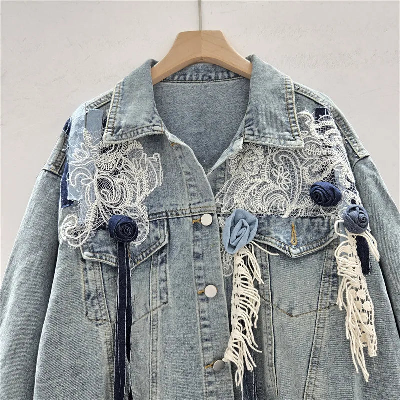 Patchwork Asymmetric Denim Jacket