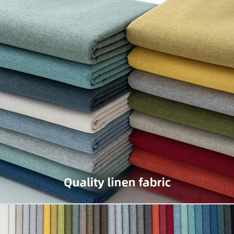 THICKENED PLAIN LINEN-LOOK FABRIC - 100% Polyester, 420g/m, 148cm Wide - Solid Rooms