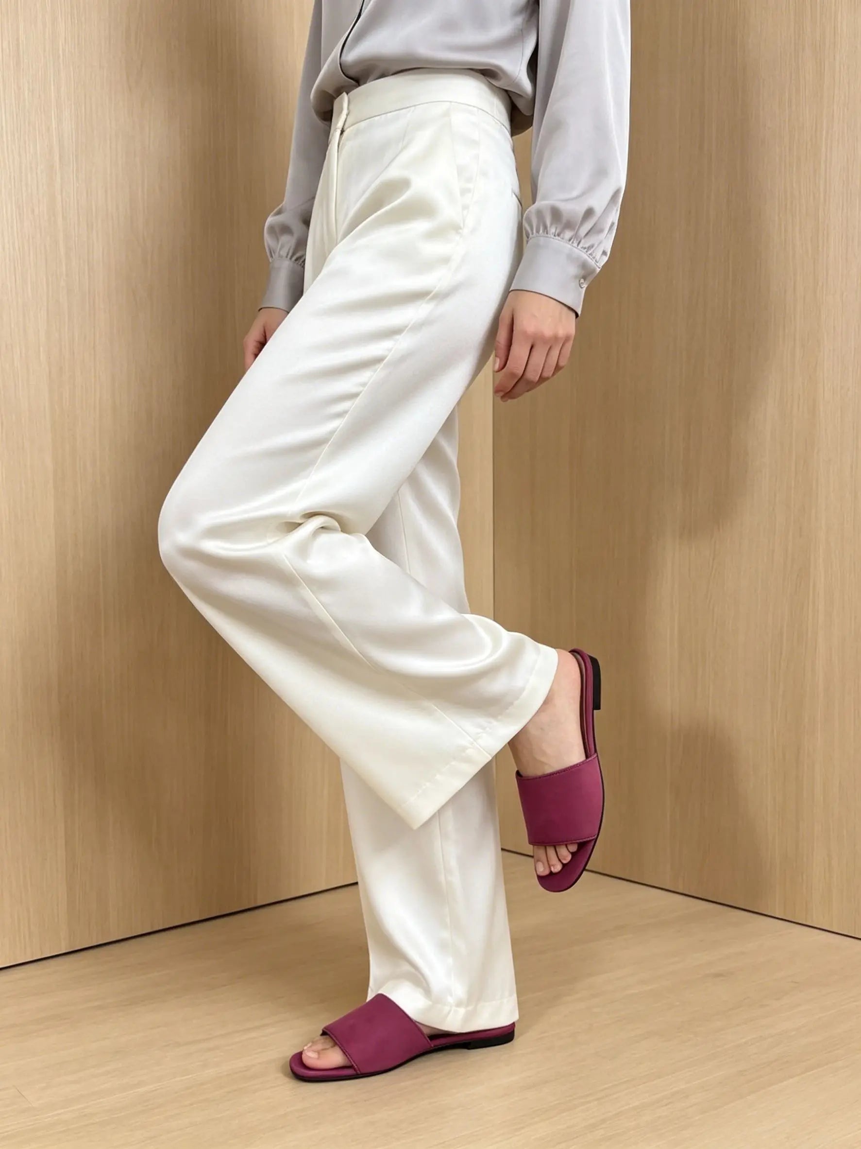 Purple Open Toe Single Strap Flat Slide Sandals Women Casual Comfortable Lightweight Slippers for Summer Days