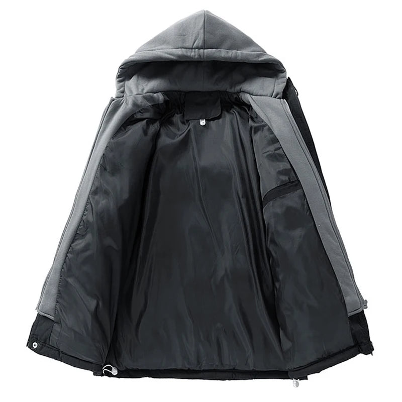 HEAVY DUTY - Men's Quilted Hooded Puffer Parka - Thick Loose Winter Coat