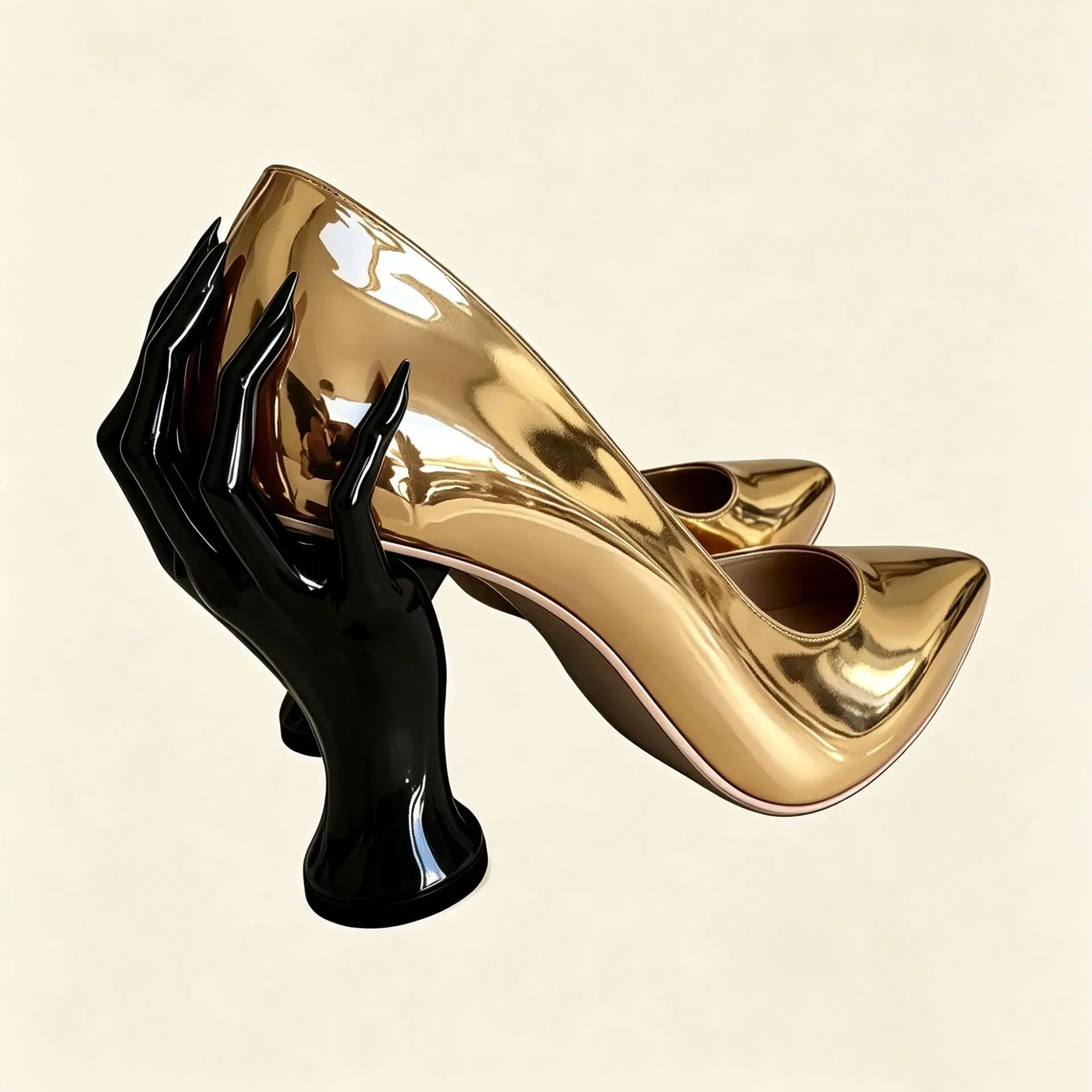 Patent Leather Pumps – Pointed Toe Sculptural Heel Slip-On