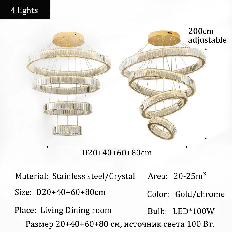 HALO LUXE – 4-Ring Crystal Chandelier