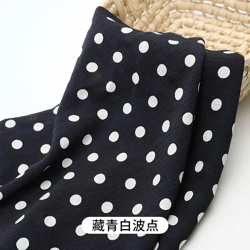 0.5m/1m/2m Imitation Cotton Polka Dot Printing Fabric for Summer Dresses Home Wear Pajamas Hair Accessories DIY Sewing Fabrics