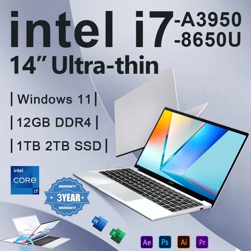 14.1" Office Laptop - Lightweight Windows 11 Pro for Work & Study