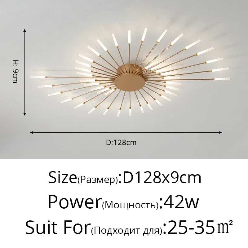Modern LED Ceiling Chandelier – Black/Gold, 12–42 Heads, Dimmable