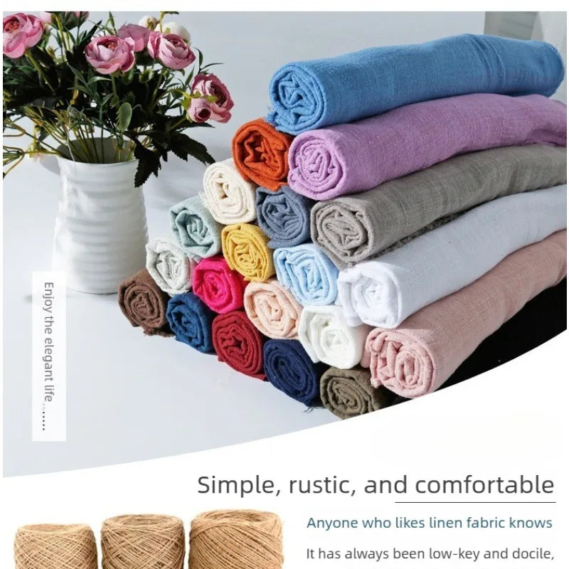 SLUB COTTON LINEN CREPE FABRIC - 135cm Wide, 26 Solid Colours - Everyday Sewing