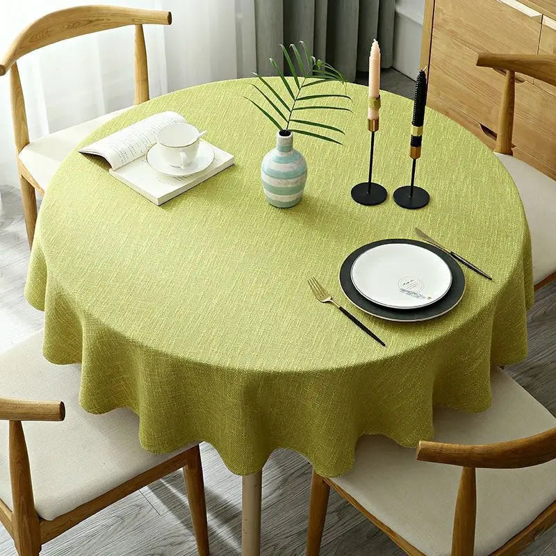 ROUND LINEN TABLECLOTH - Cotton-Linen Blend, 8 Colors, Multi-Size - Calm Tables
