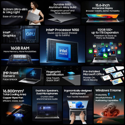 Blackview AceBook 8 - 15.6" FHD+ Portable Laptop for Work & Study