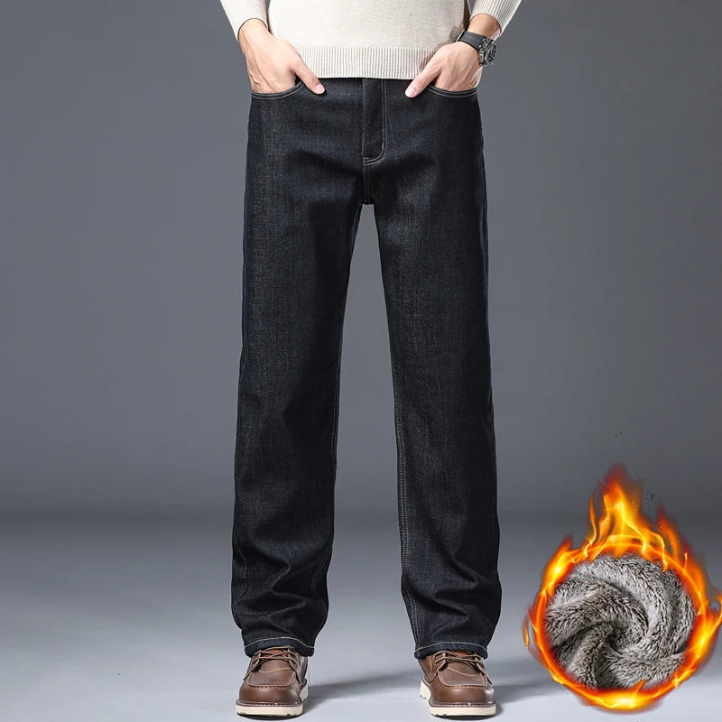FROST DENIM - Men's Fleece Lined Winter Jeans - Slim Fit, Warm Stretch, Sizes 28-40