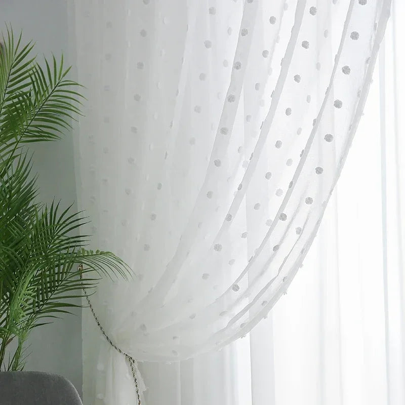 POM-POM SHEER CURTAIN - Soft Tulle, Custom Sizes - Gentle Light