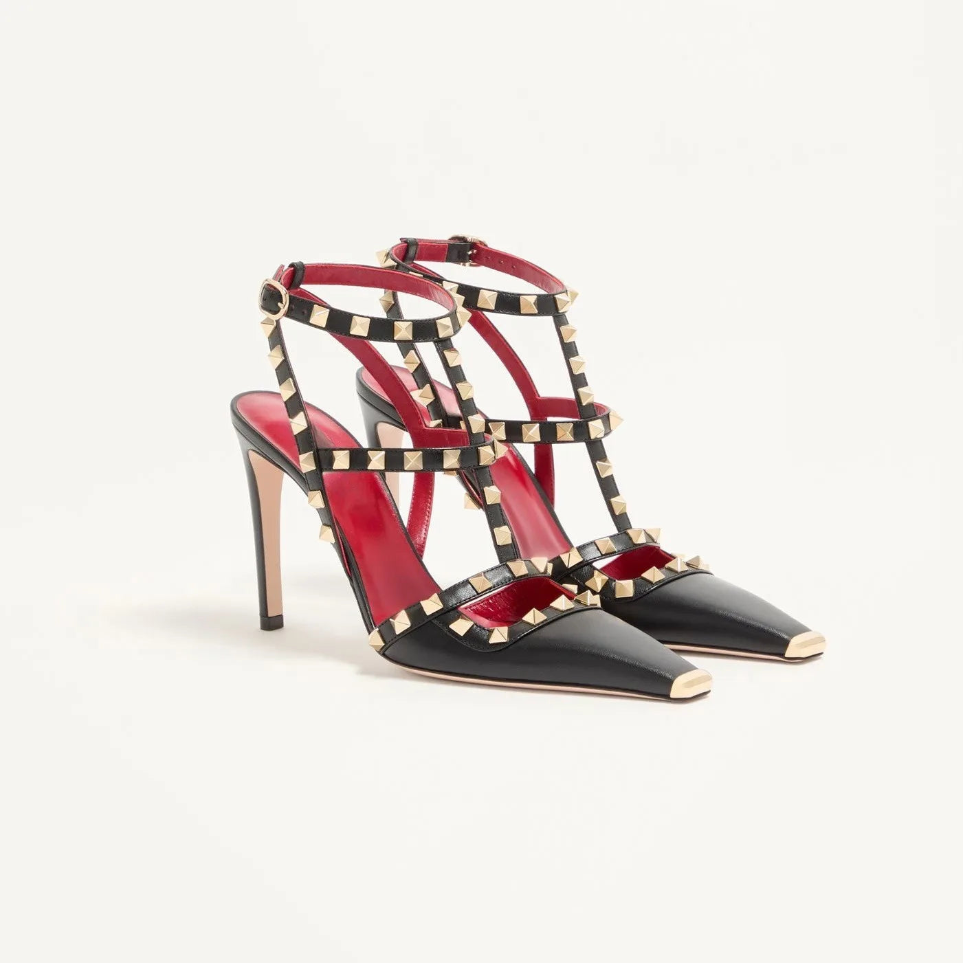 Studded High Heel Sandals – T-Strap Pointed Toe Stiletto Party Heels