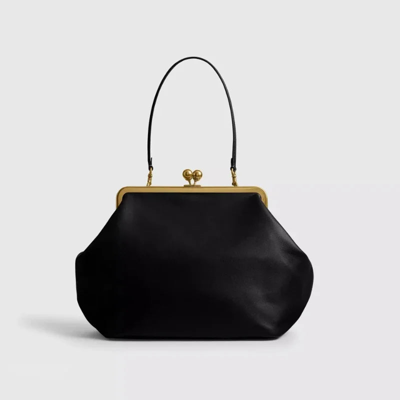 Luxury Snap Clutch Frame Purse,Snail Tentacle Women Shoulder Bag,Large Capacity Leather Handbag,Commuter Everyday Chic Tote Bag