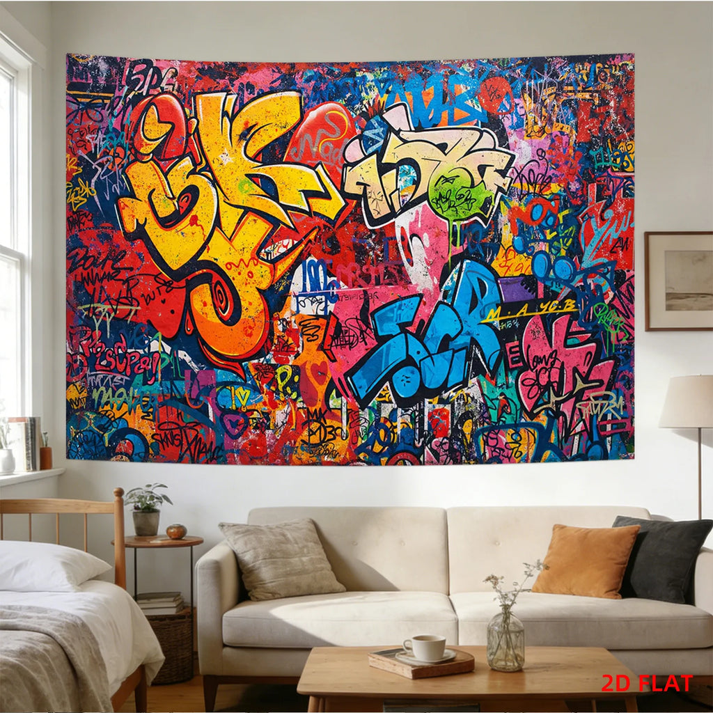 Abstract Graffiti Tapestry - washable - urban decor