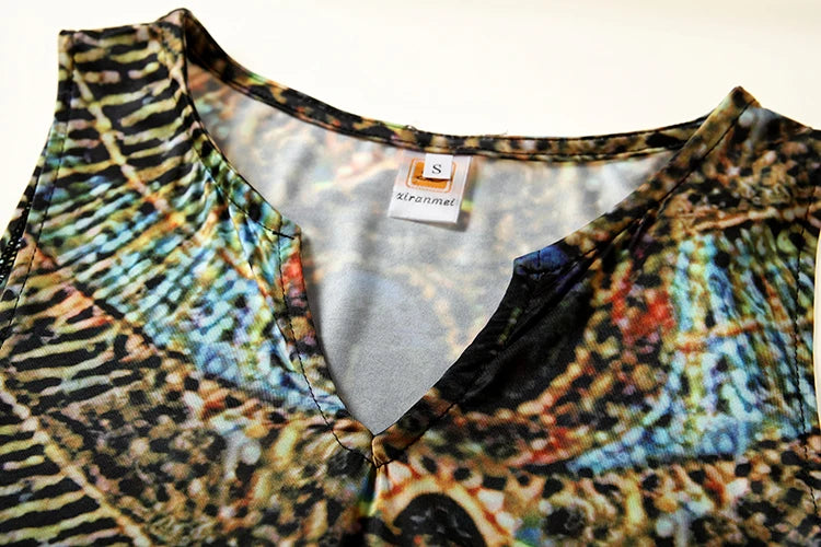 The New Sleeveless European and N Women's Dress V-neck Flower Retro Print Dress