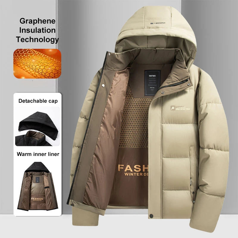 Men's Graphene Windproof Jacket - Thick Hooded Overcoat - Winter That Means Business