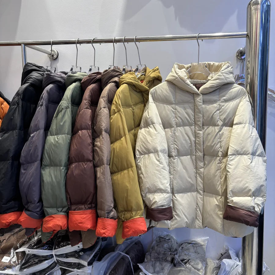 Oversized Down Jacket – 90% Duck Down Hooded Long