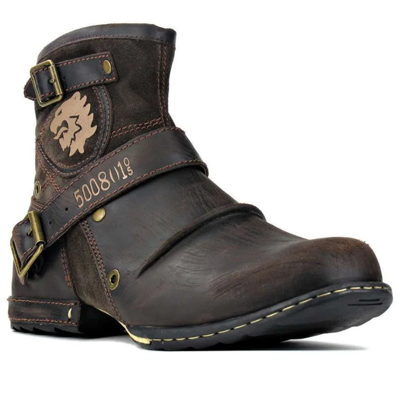 IRON RIDER - Knee-High Cowboy Boots - Buckle Up, Ride Out